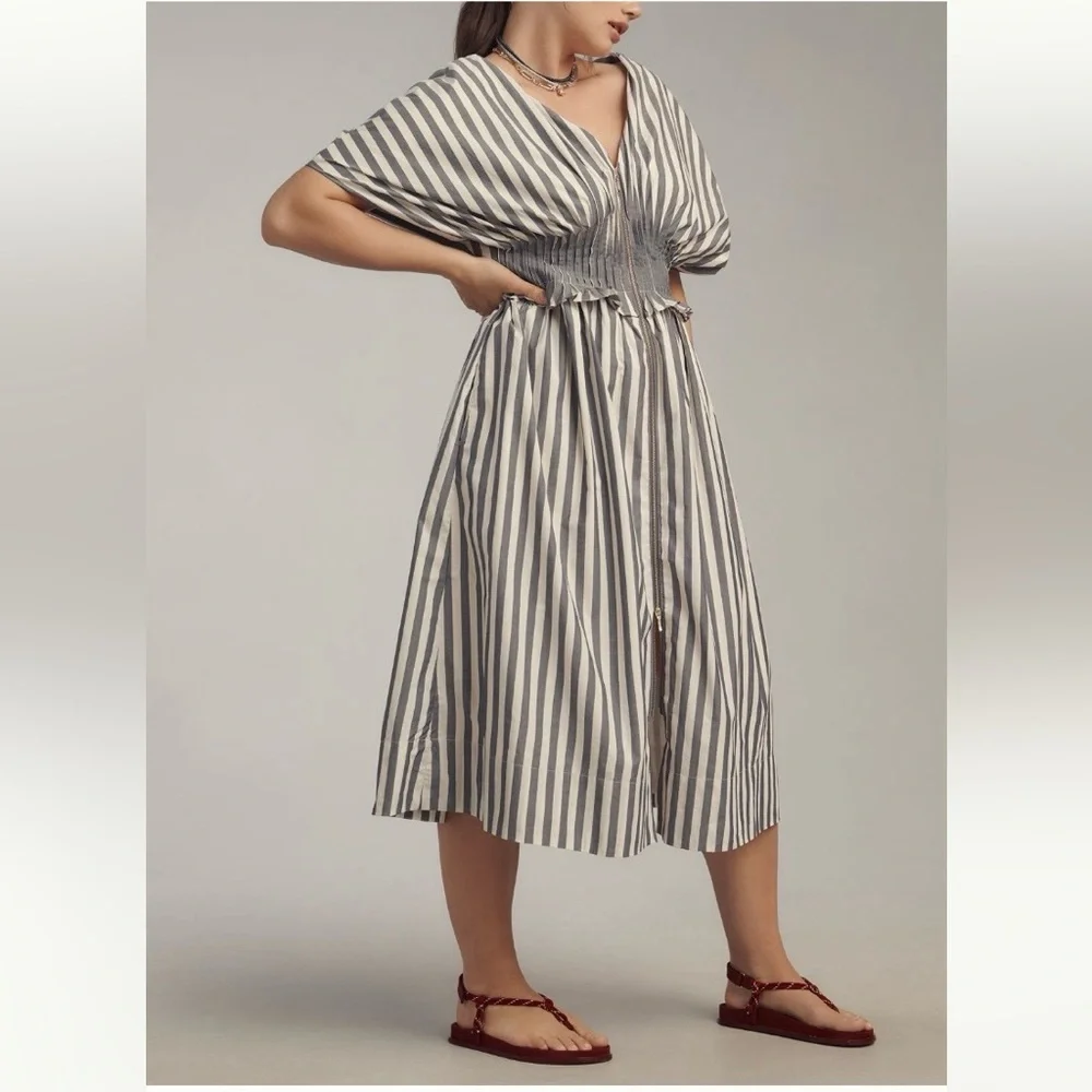 NWT By Anthropologie V-Neck Zip-Front Midi Dress - Picture 9 of 12